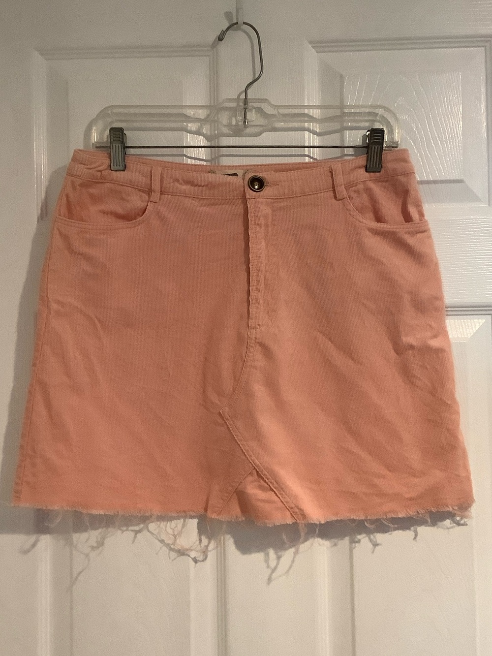 ALTAR’D STATE 100% Cotton Pink Raw Frayed Hem Corduroy Coquette Fall Mini Skirt